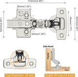 Chibery Frameless Soft Close Concealed European Hinges, Self Closing Satin Nickel, 105 ° Open Angle 4D Adjustment, Speed Control, Clip On, Stainless Steel for Cabinet Door