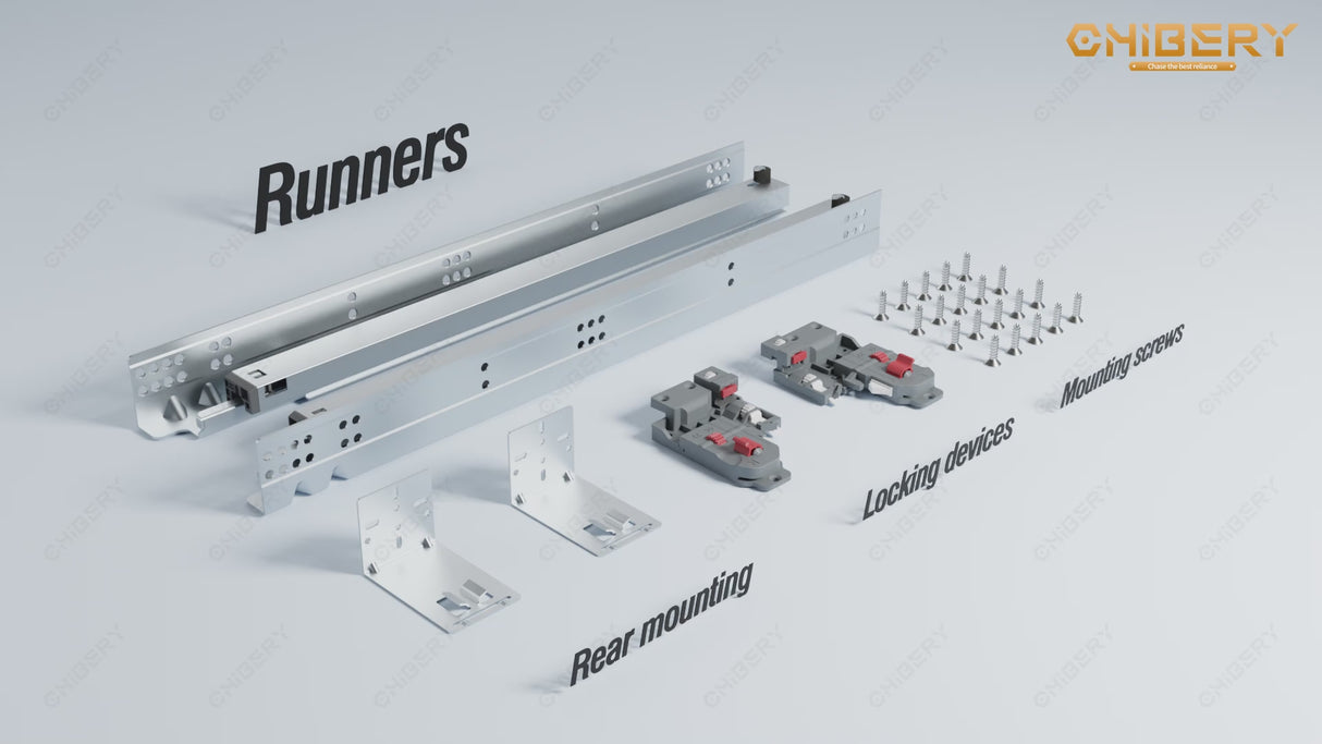 Chibery Undermount Soft Close Drawer Slides, Full Extension 3D Locking Device, Rear Mount Brackets, Concealed Bottom Mount Rails for face Frame Cabinet, 100 LB